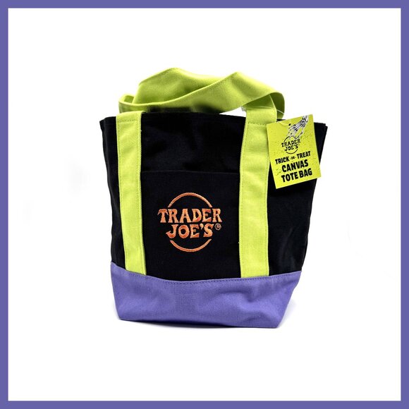 NWT Trader Joe’s Multicolor Trick or Treat Mini Canvas Tote Bag - Picture 2 of 2